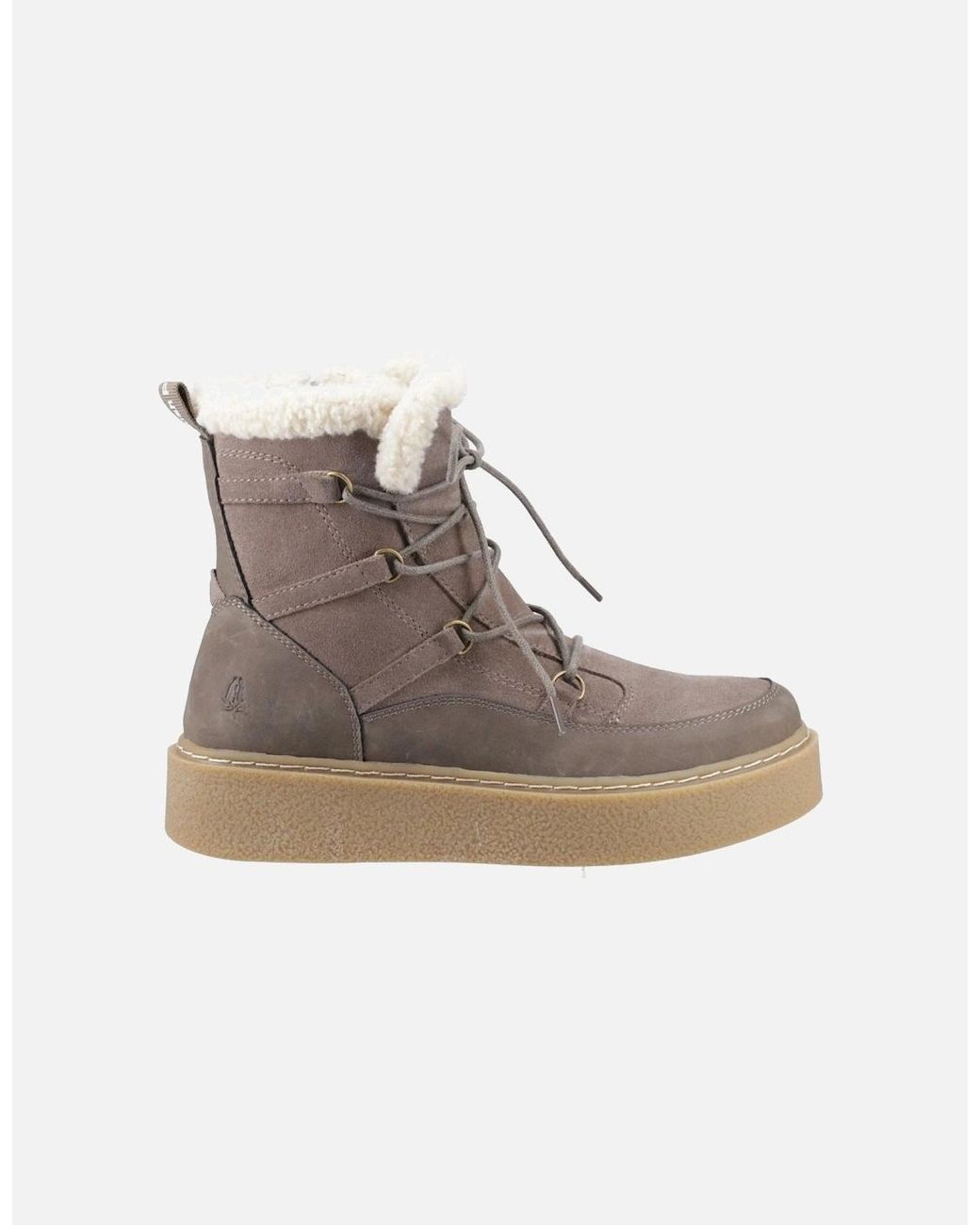 Hush Puppies White Bronte Suede Taupe Winter Mid Calf Boots