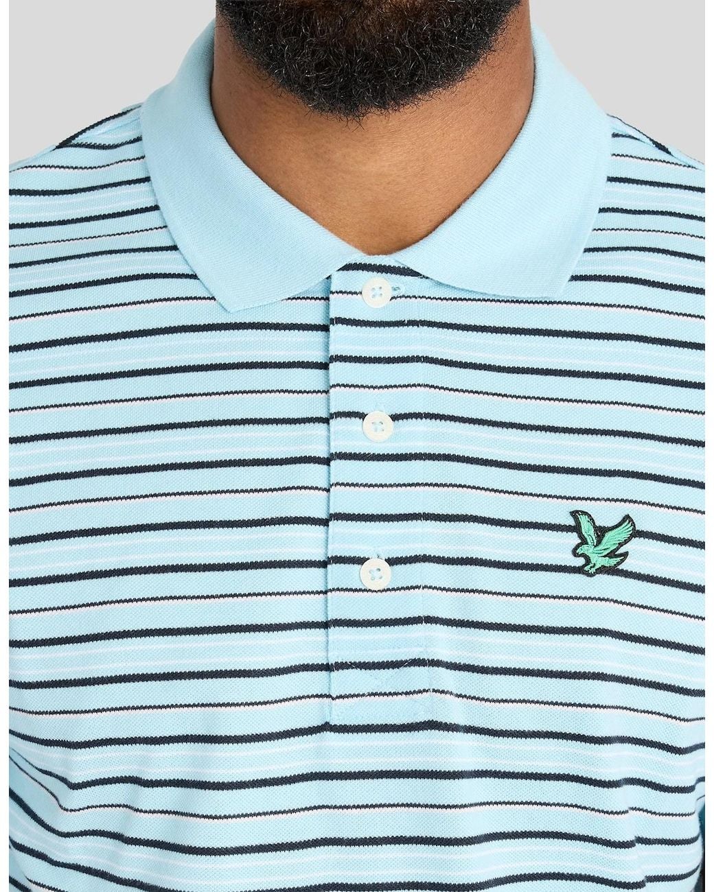 Lyle & Scott Blue Eagle Striped Polo Shirt for men