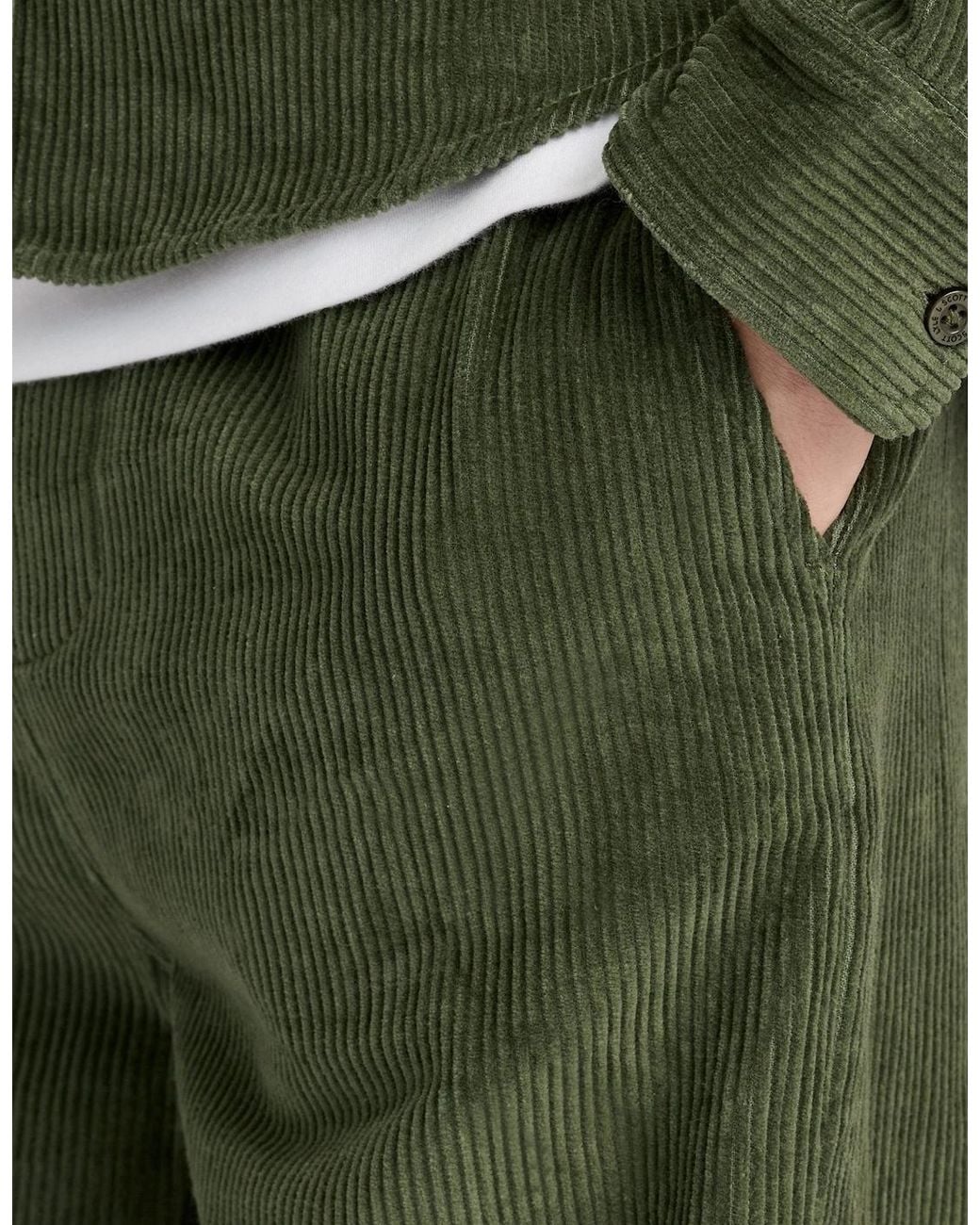 Lyle & Scott Green Straight Leg Corduroy Trousers for men