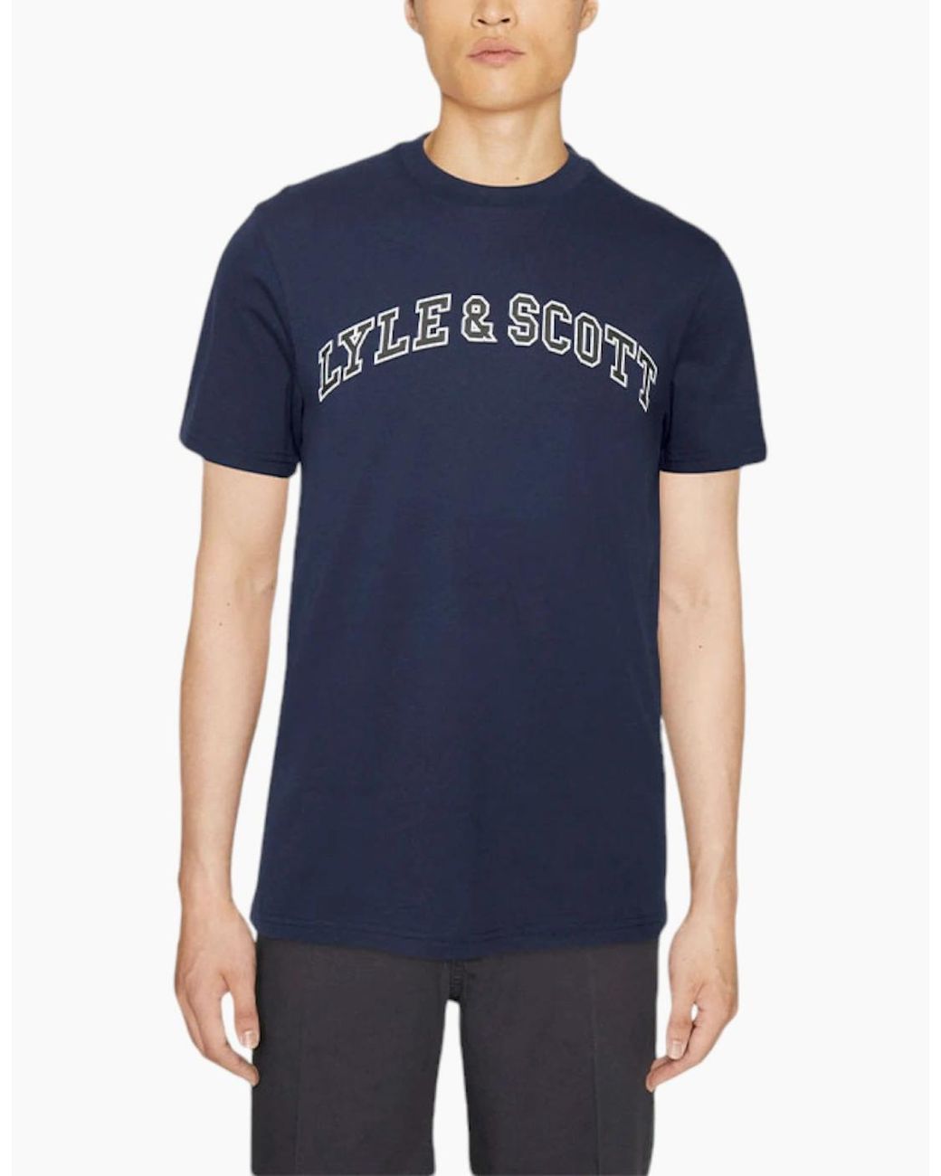 Lyle & Scott White Lyle & Scott Short Sleeve T Shirts Crew Neck Summer Logo Printed T Shirt for men
