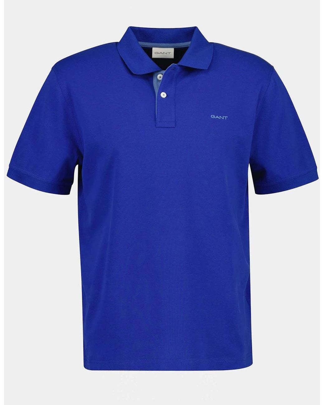 Gant Blue Regular Fit Short Sleeve Contrast Pique Rugger for men
