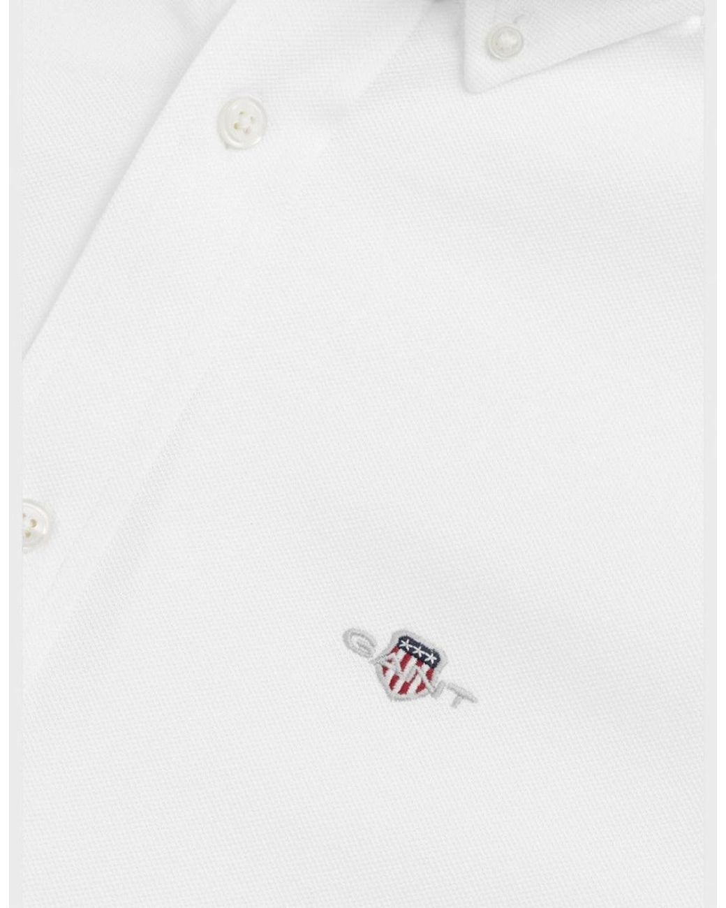 Gant White Regular Jersey Pique Shirt for men