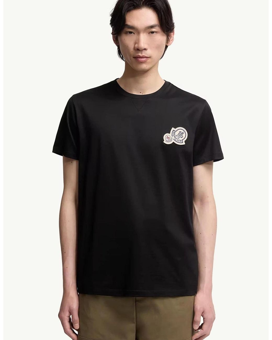 Moncler Black Double Logo T-Shirt for men