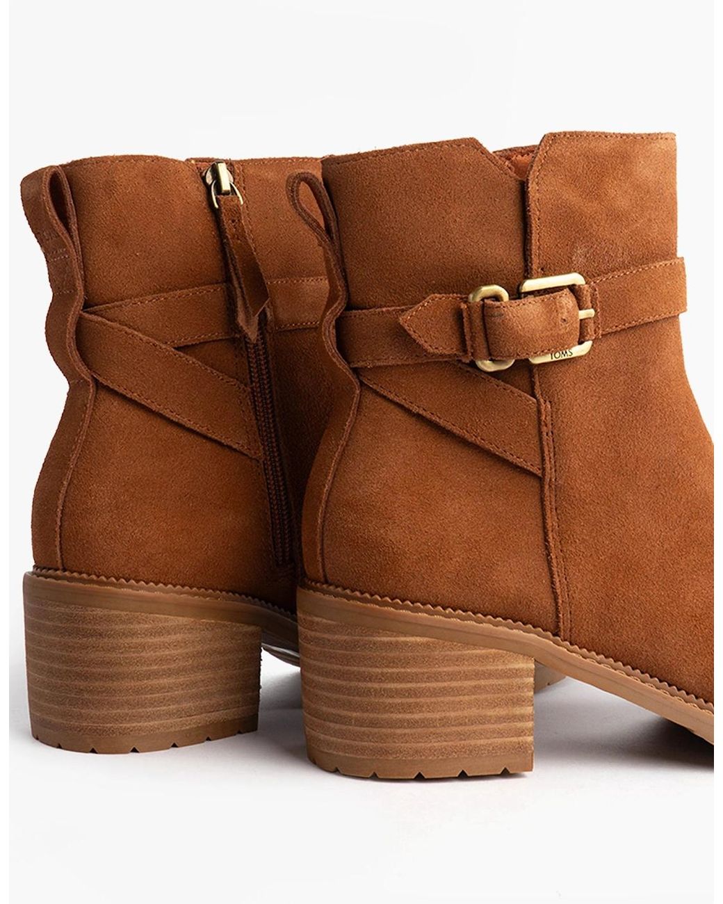 TOMS Brown Hailey Buckle Ankle Boots