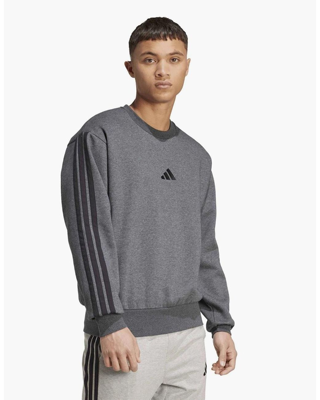Adidas Gray Crew Neck Long Sleeve Sweatshirt for men