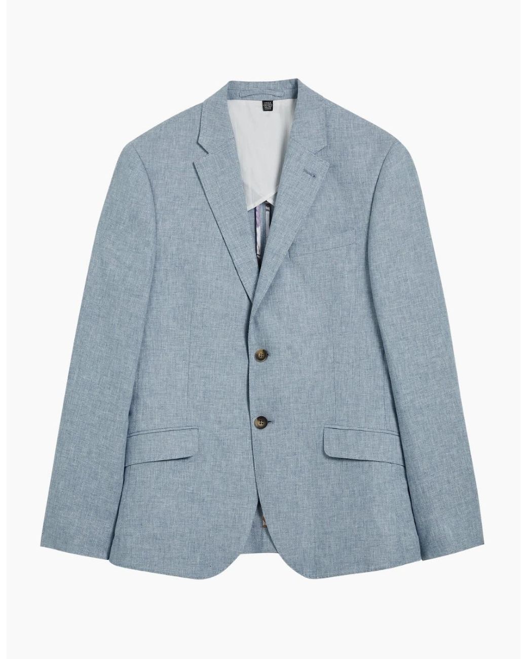 Ted Baker Blue Damaskj Slim Cotton Linen Blazer Jacket for men