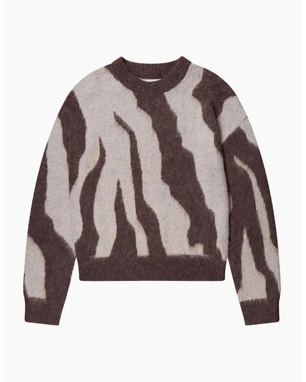 Ro&zo Gray Zebra Brushed Knit Jumper With Alpaca