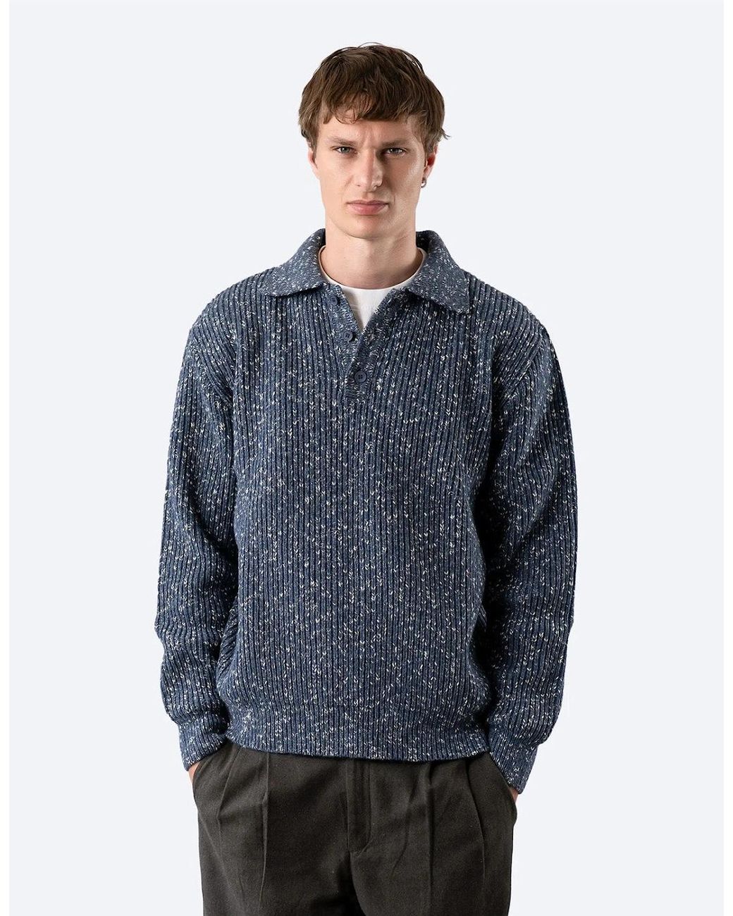 Far Afield Blue Kier Ribbed Polo for men