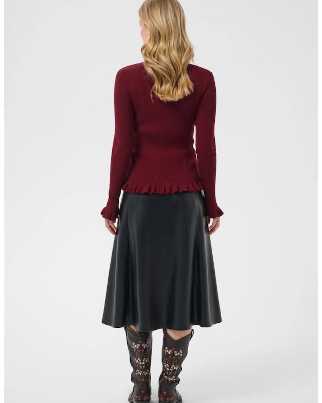 Cream Red Dela Knit Roll Neck