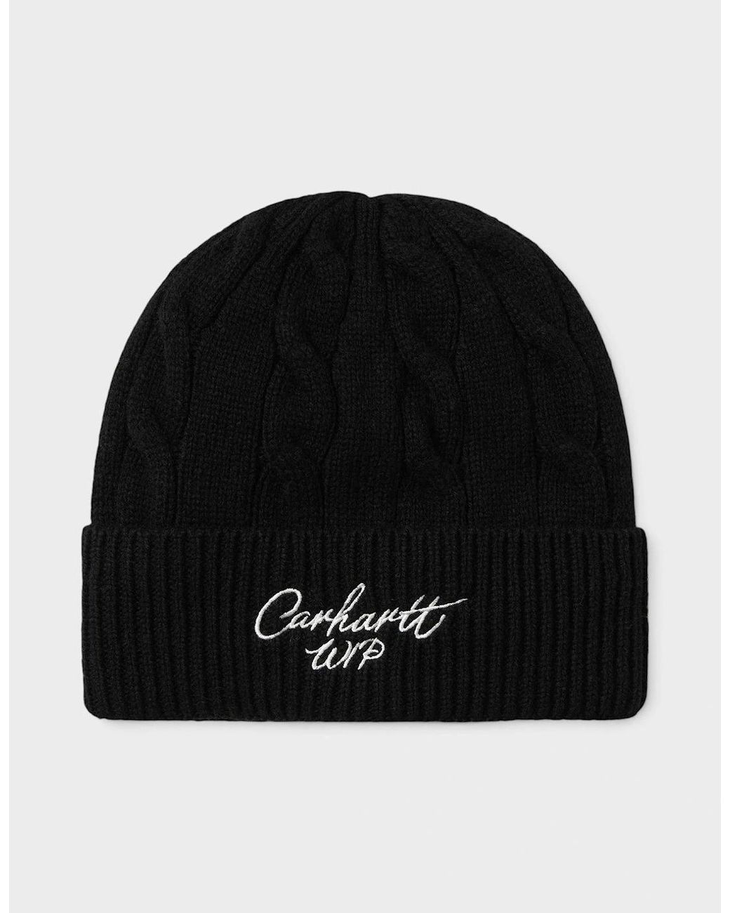 Carhartt Black Wip Logo Signature Cable Knitted Beanie for men