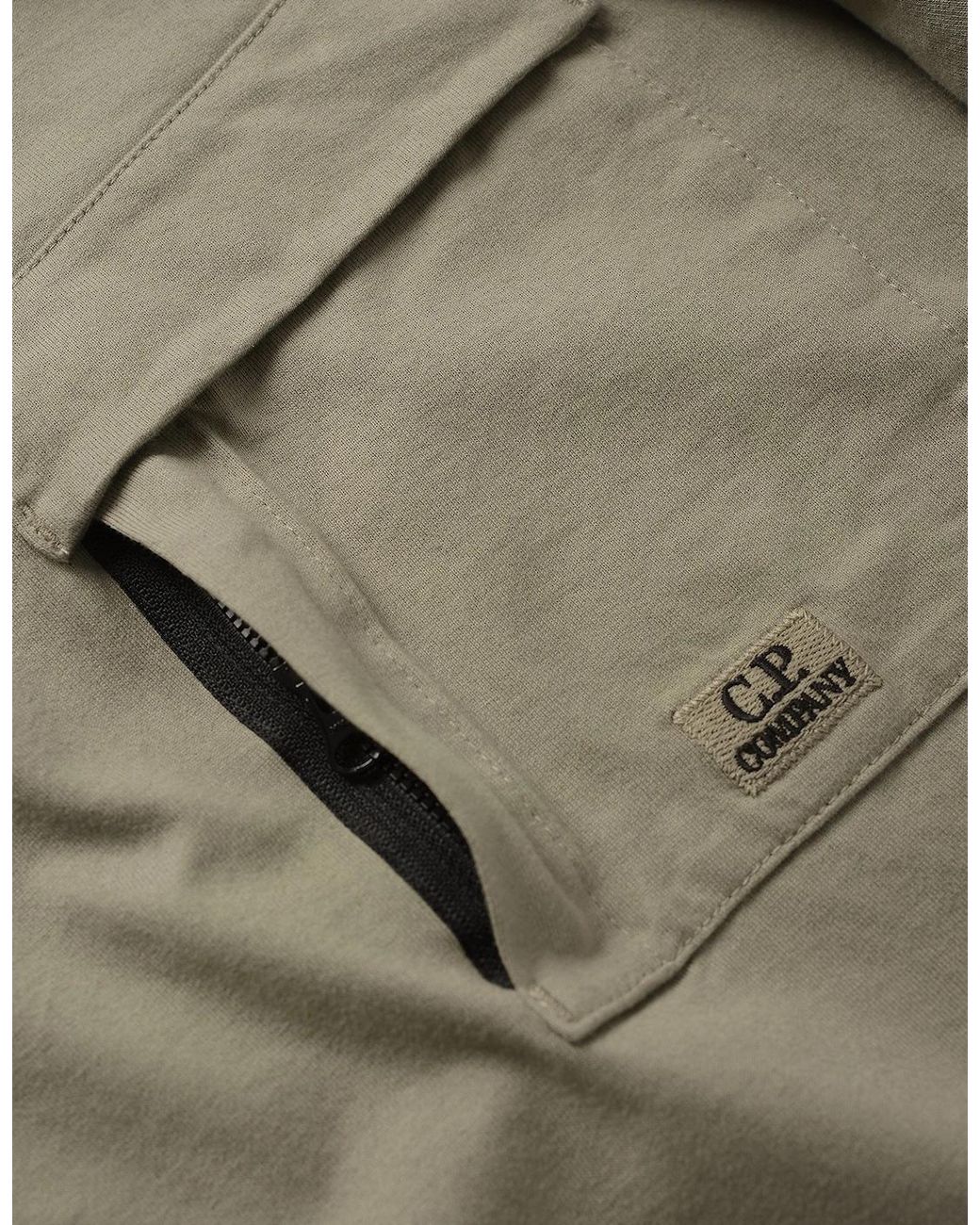 C P Company Gray 30/2 Mercerised Pocket T-Shirt Khaki for men