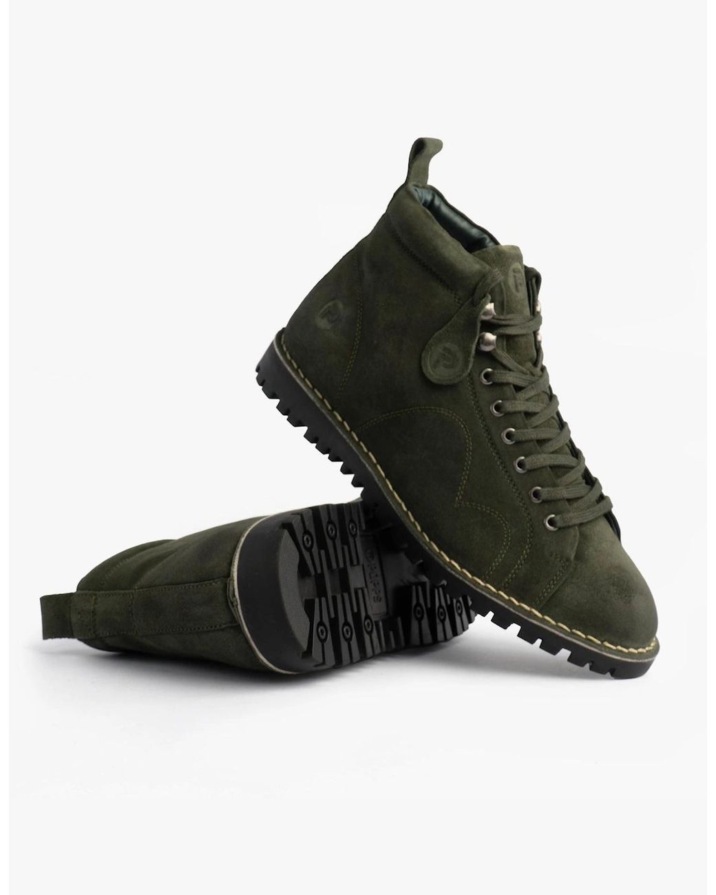 Popps Green 1961 Mod Suede Monkey Boots for men