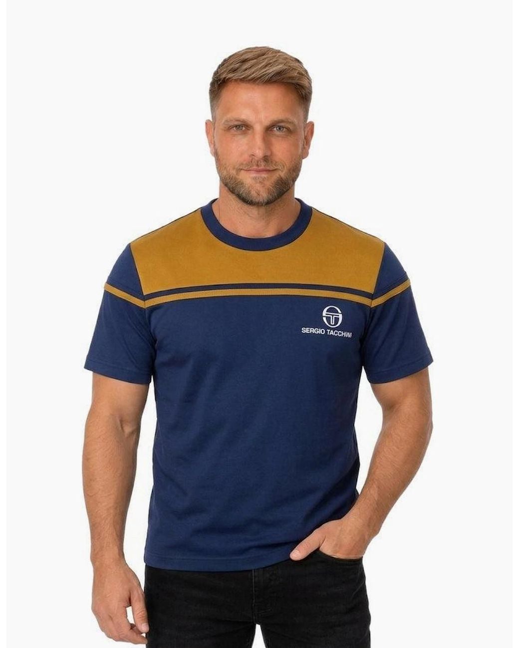 Sergio Tacchini Blue New Young Line T-Shirt Golden/Maritime for men