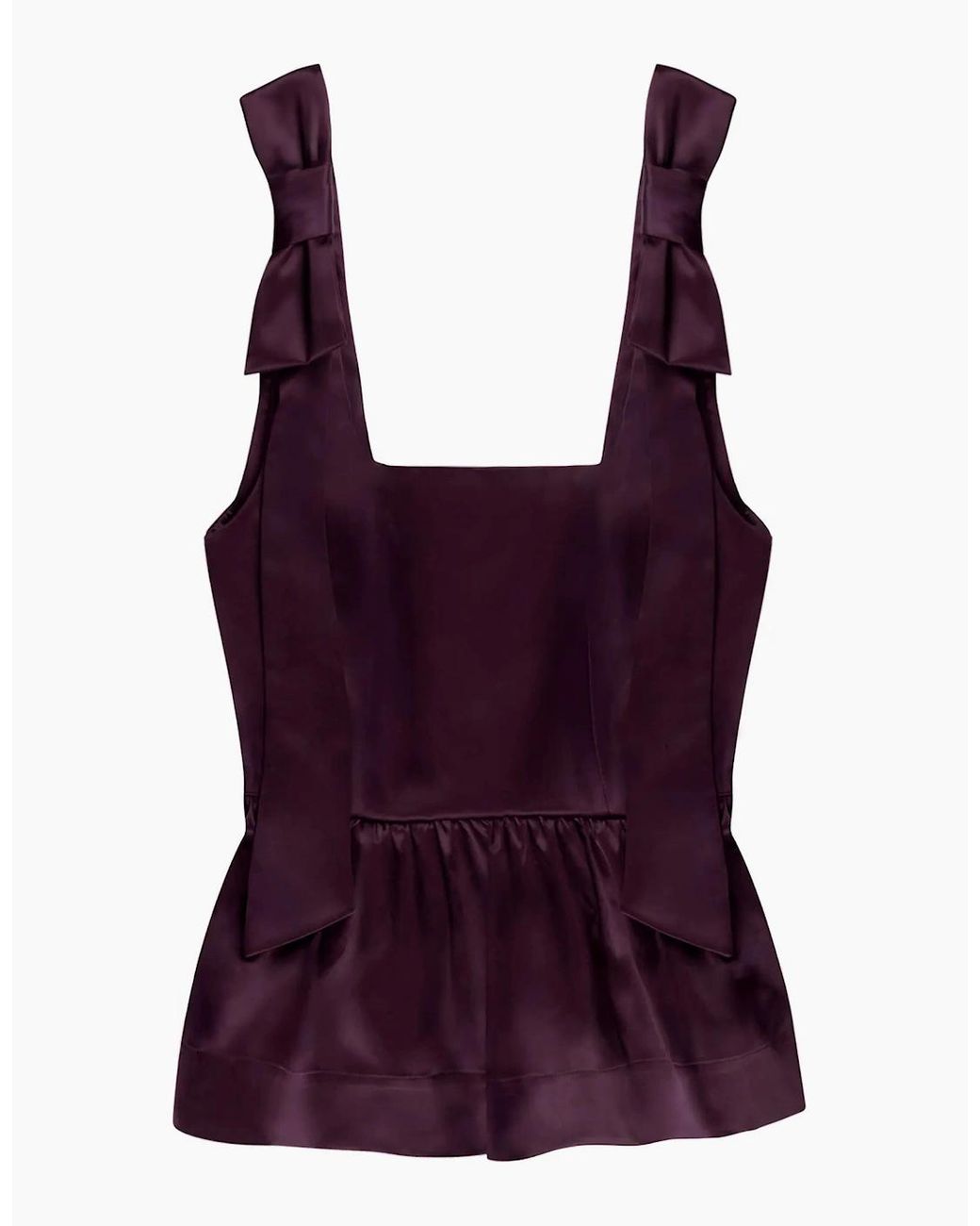 Ro&zo Purple Burgundy Bow-Detail Peplum Satin Top