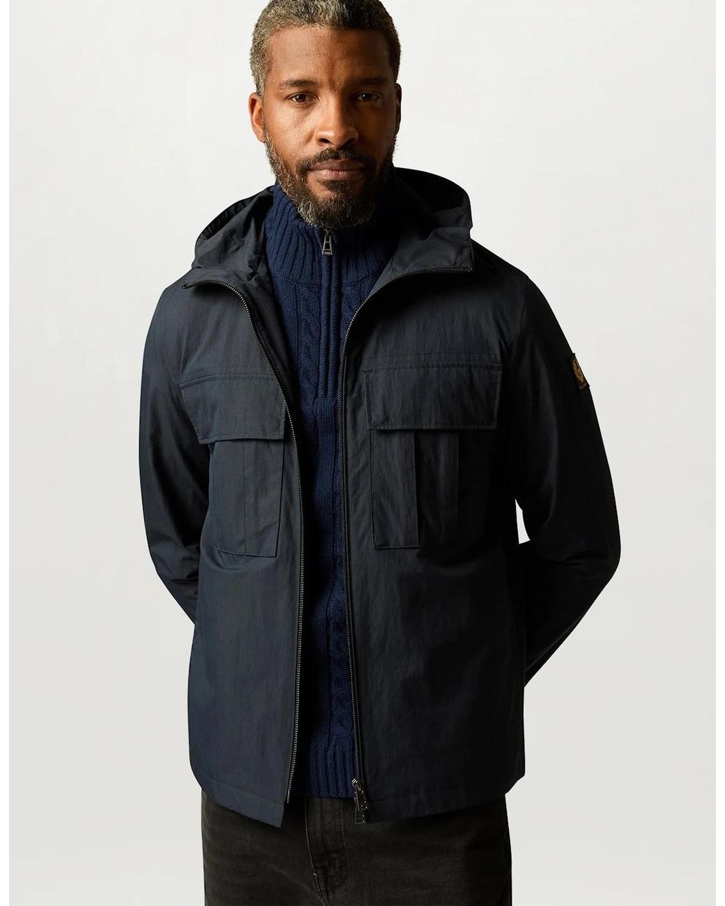 Belstaff Blue Westport Quarter Zip Sweater for men