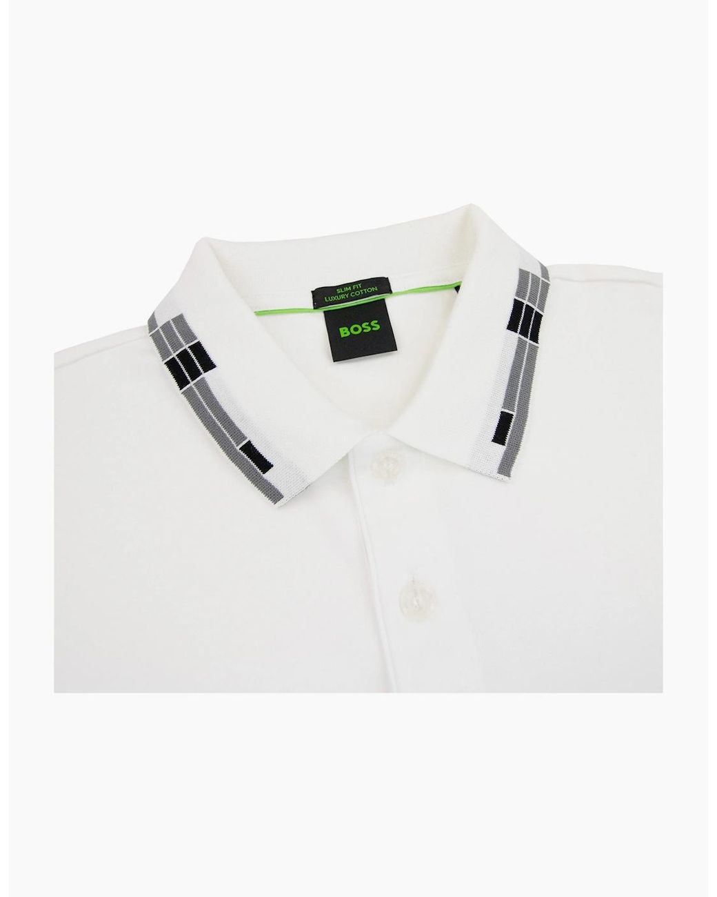 Boss White Paule Slim Fit Laxury Cotton Polo 100 for men
