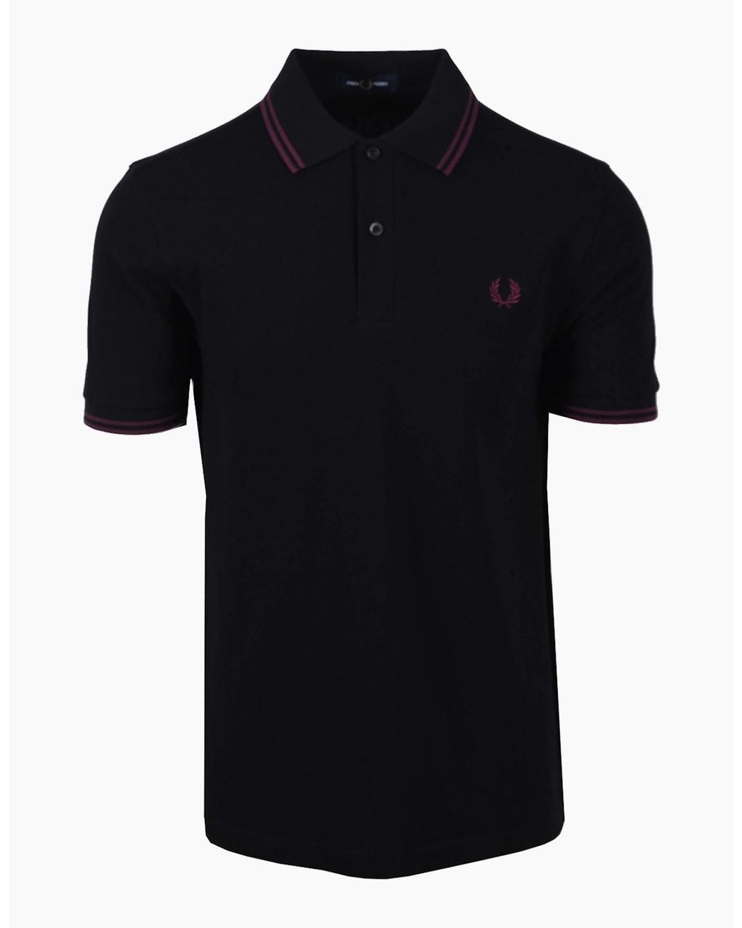 Fred Perry Black Twin Tipped Polo/Plum for men