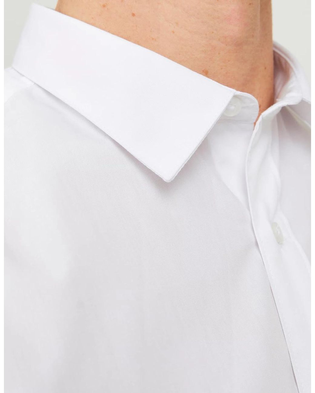 Jack & Jones White Jje Joe Slim Fit Long Sleeve Shirt for men