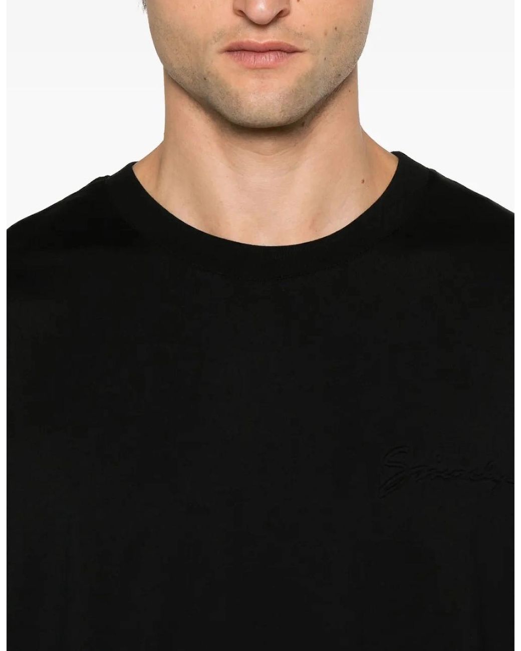 Givenchy Black Embossed Signature Logo T-Shirt for men