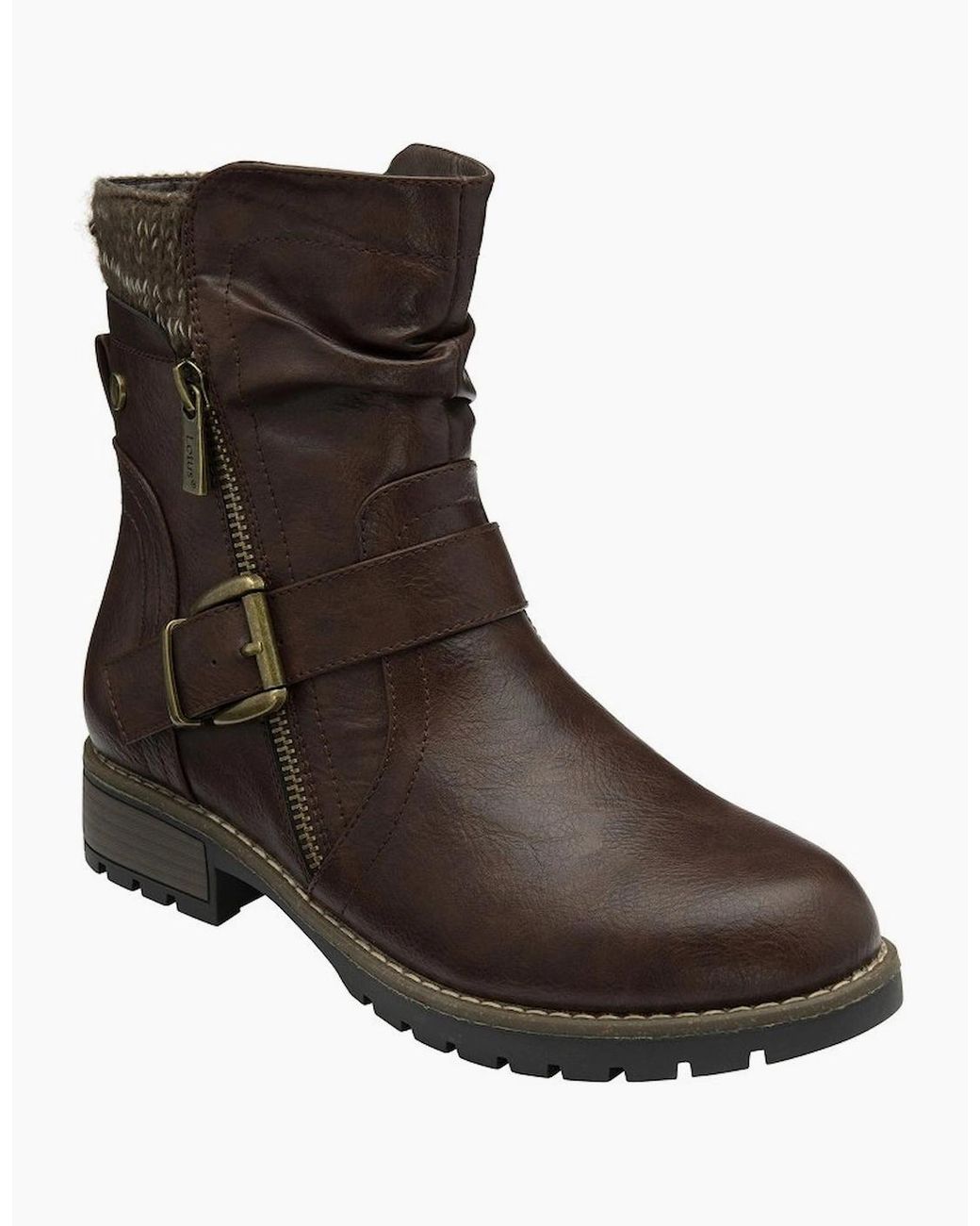 Lotus Brown Jemma Biker Boots