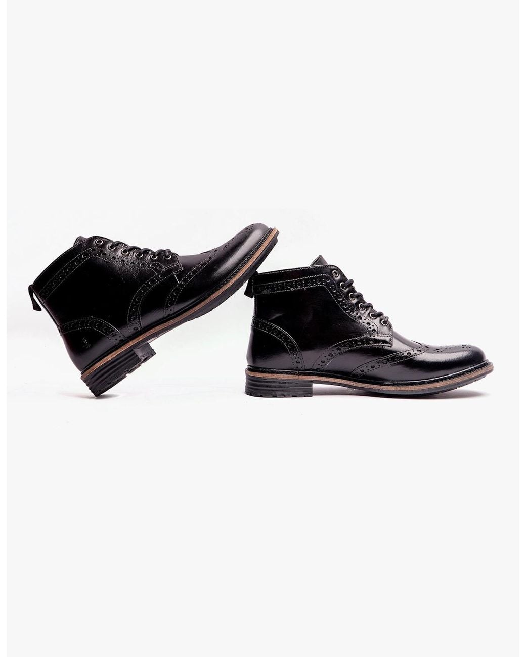 Hush Puppies Black Joshua Brogue Boots for men