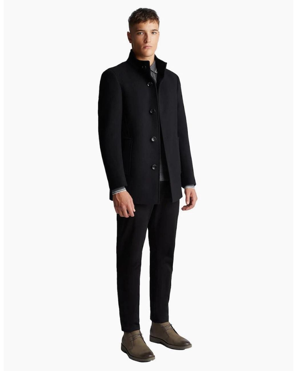 Remus Uomo Black Jonah Overcoat 00 for men