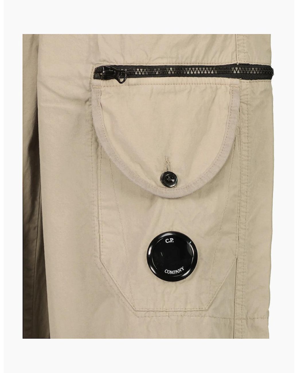 C P Company Natural Microreps Boxy Lens Cargo Pants for men