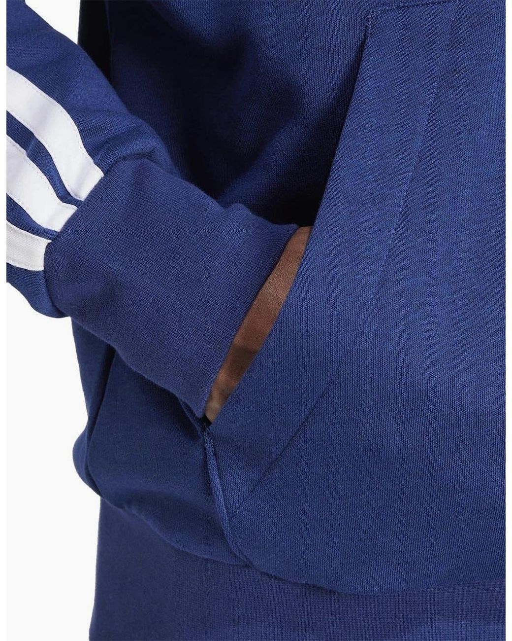 Adidas Blue Fleece 3 Stripes Full Zip Hoodie for men