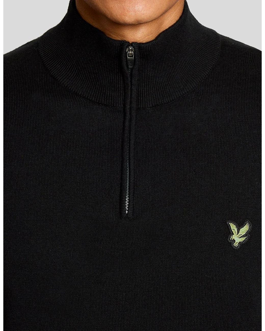 Lyle & Scott Black Eagle Cotton Blend 1/4 Zip Jumper for men