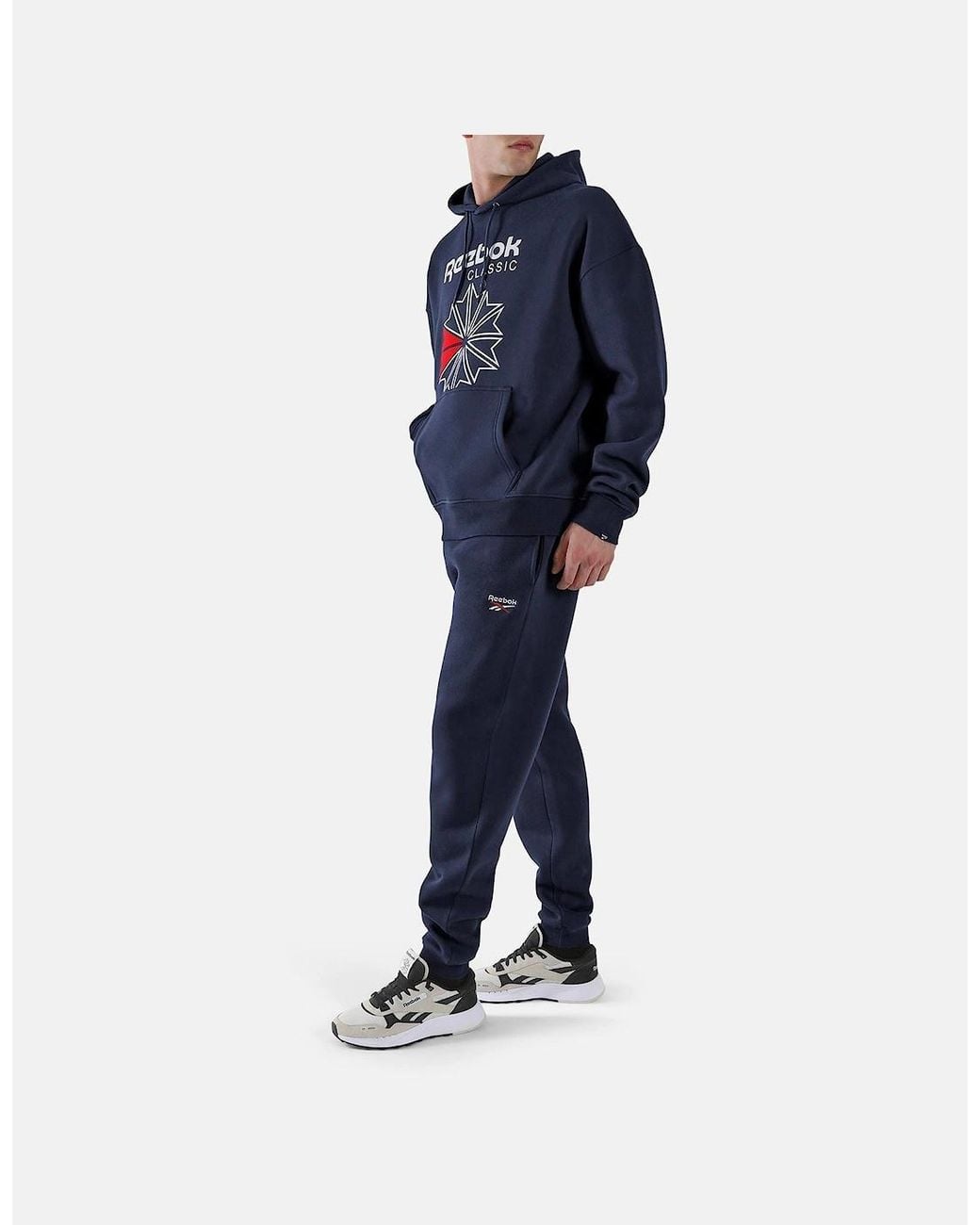 Reebok Blue Id 2-Colour Logo Cuffed Joggers Cotton Joggers for men
