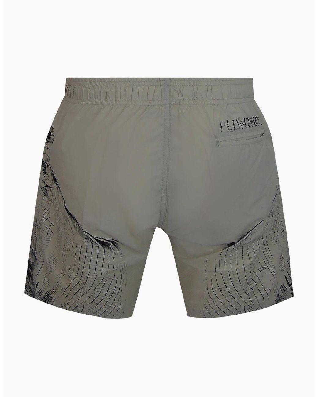 Philipp Plein Gray Plein Sport Double Tiger Logo Swim Shorts