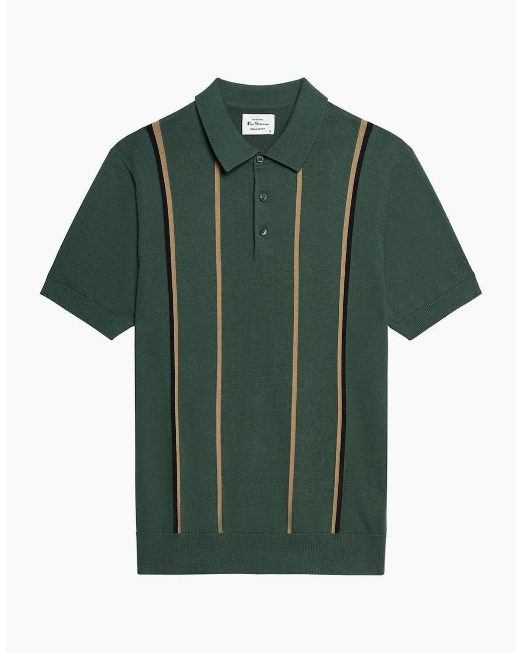 Ben Sherman Green Mod Stripe Short Sleeve Polo Shirt for men