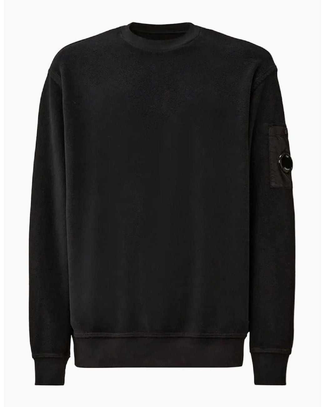 C P Company Black Brushed Fleece Lens Sweat for men