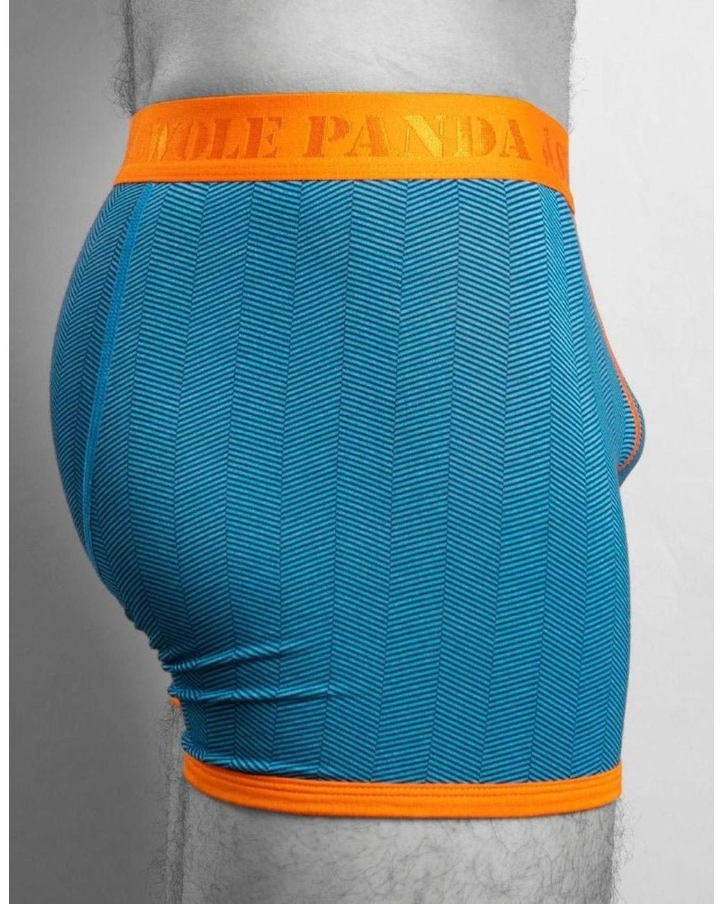 Swole Panda Blue Herringbone Bamboo Boxer Brief for men