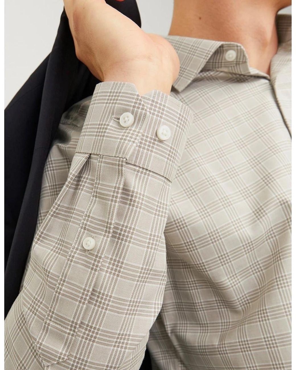 Jack & Jones Natural Parker Regular Fit Long Sleeve Cuff Shirt for men