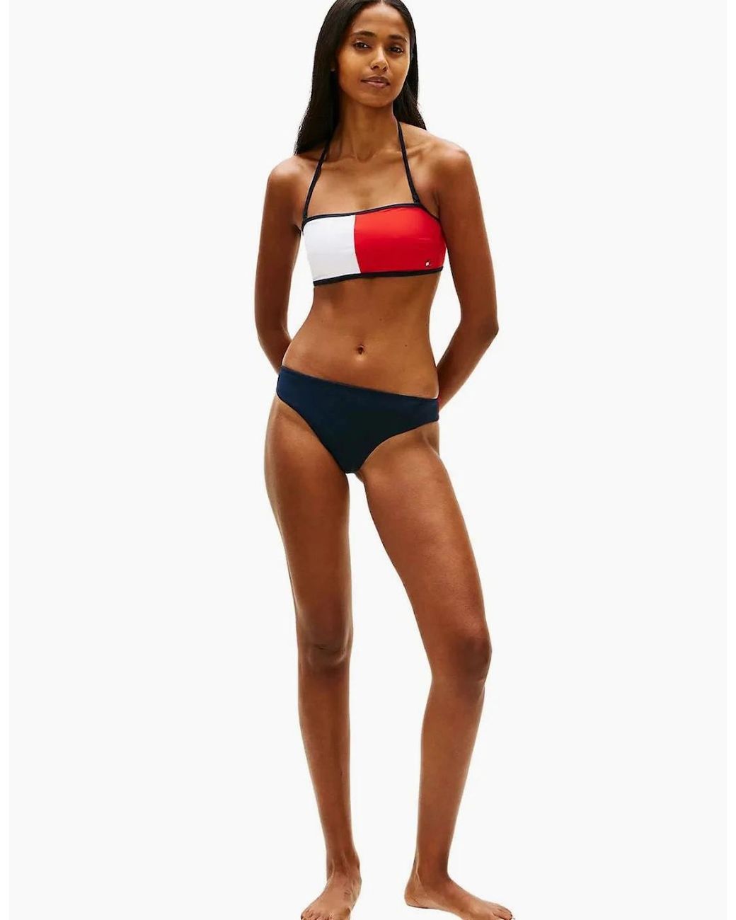 Tommy Hilfiger Orange Core Flag Bandeau Bikini Top, Dark Night