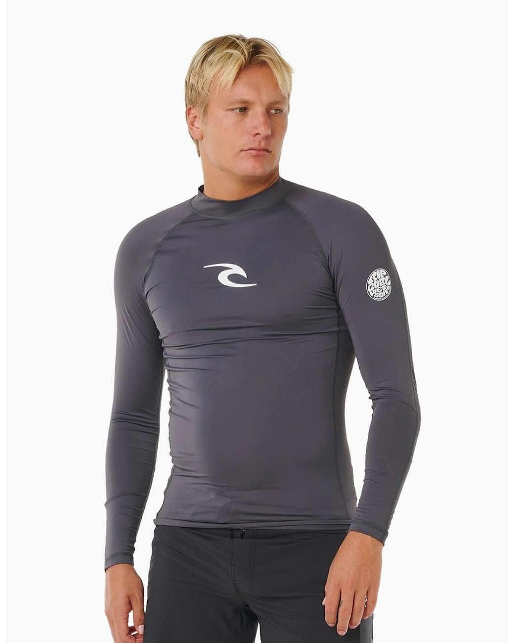Rip Curl Blue Rip Curl Waves Long Sleeve Rash Vest for men