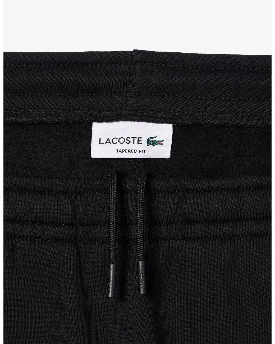 Lacoste Black Tapered Logo Printed Track Pants for men