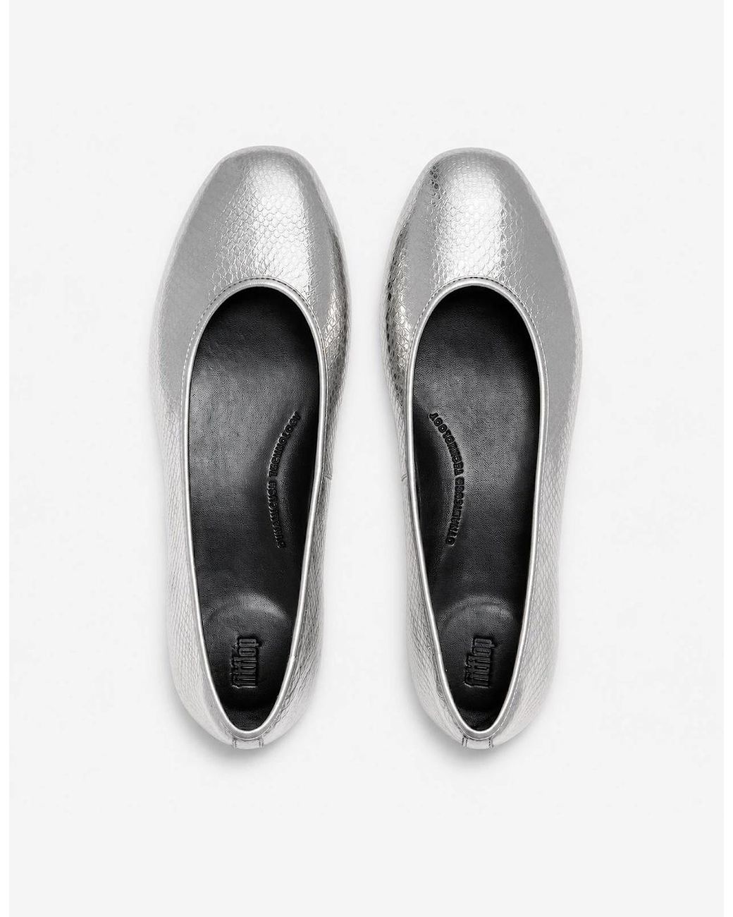 Fitflop White Delicato Snake Metallic Ballerina Shoes