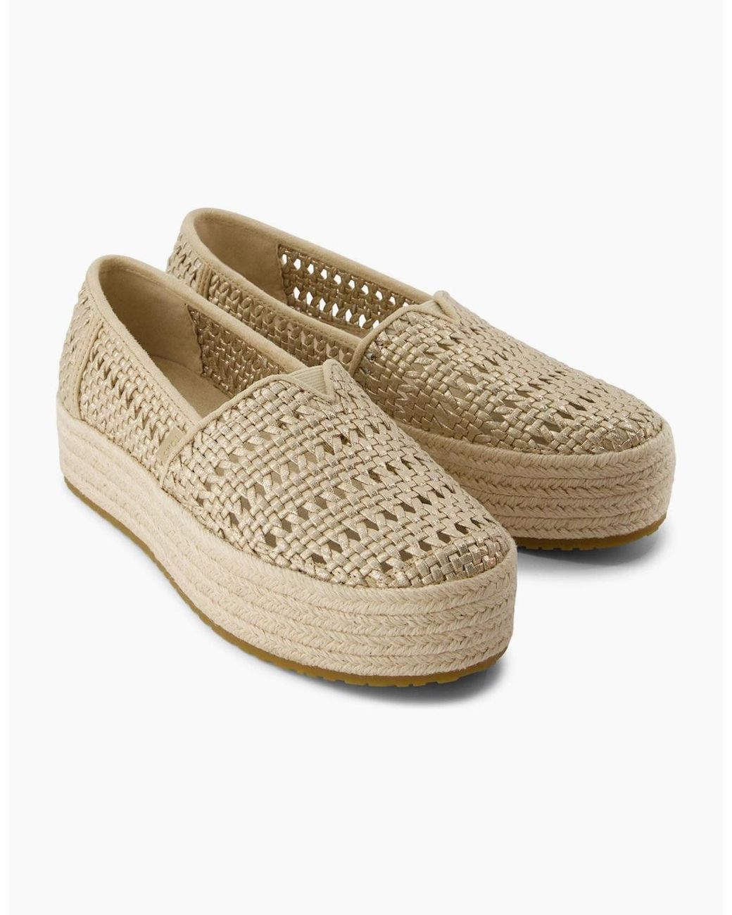 TOMS White Valencia Textile Champagne Shoes