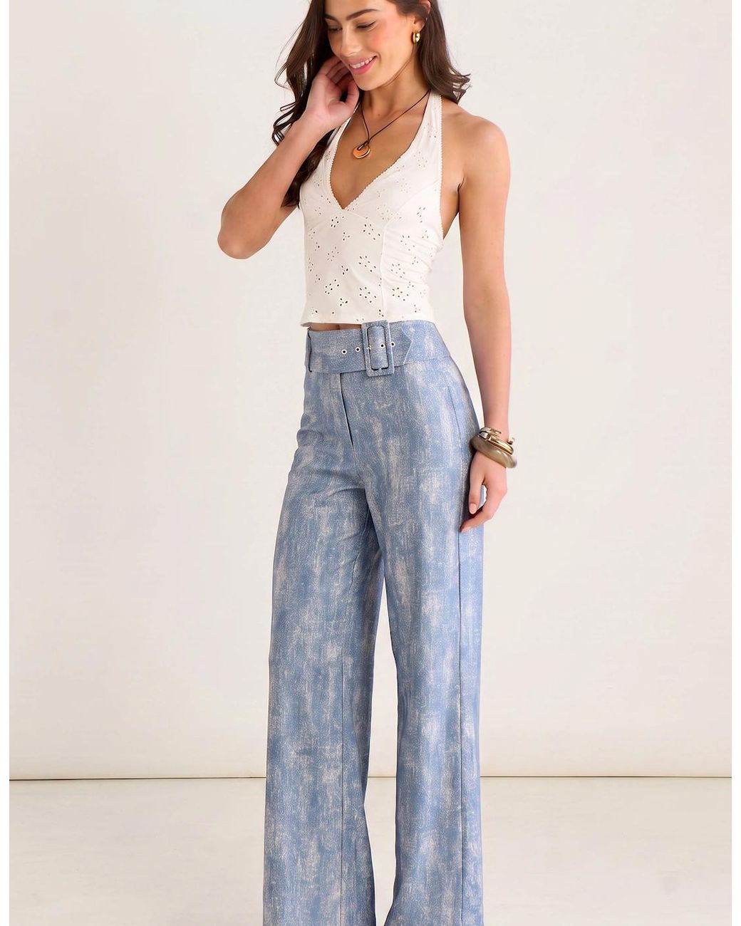Gini London Blue Buckle Detail Trouser