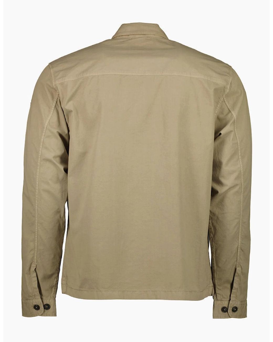 C P Company Green Gabardine Half Zip Lens Overshirt for men