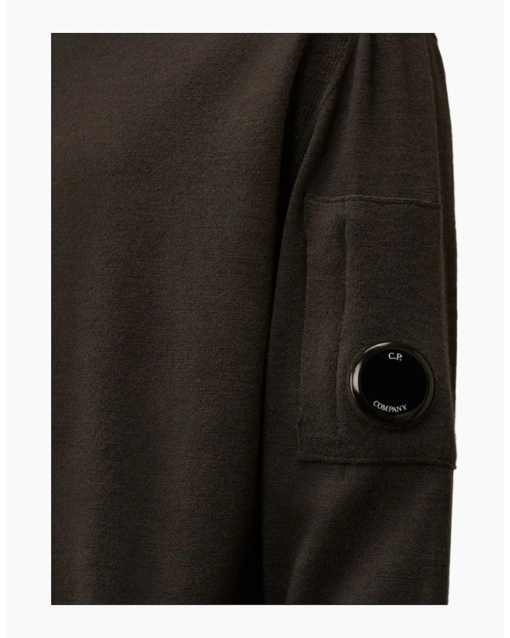 C P Company Black Extrafine Merino Wool Lens Knit for men