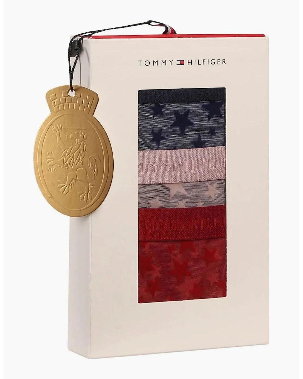 Tommy Hilfiger Red 3-Pack Mesh Stars Thongs Gift Set
