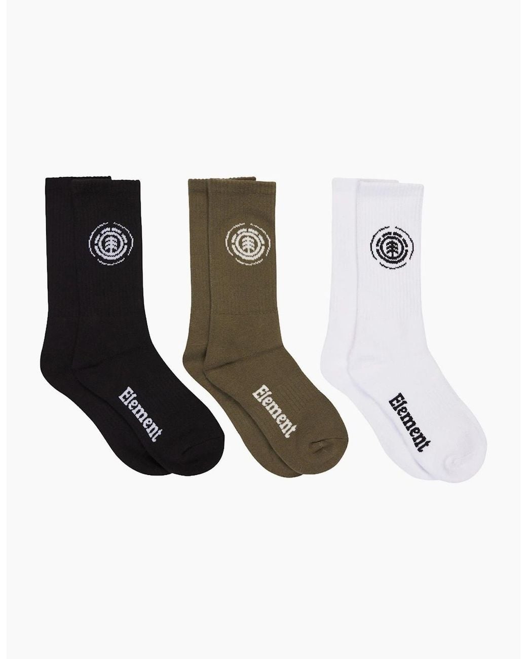 Element White Icon Socks 3Pk 3Pk Crew Socks for men