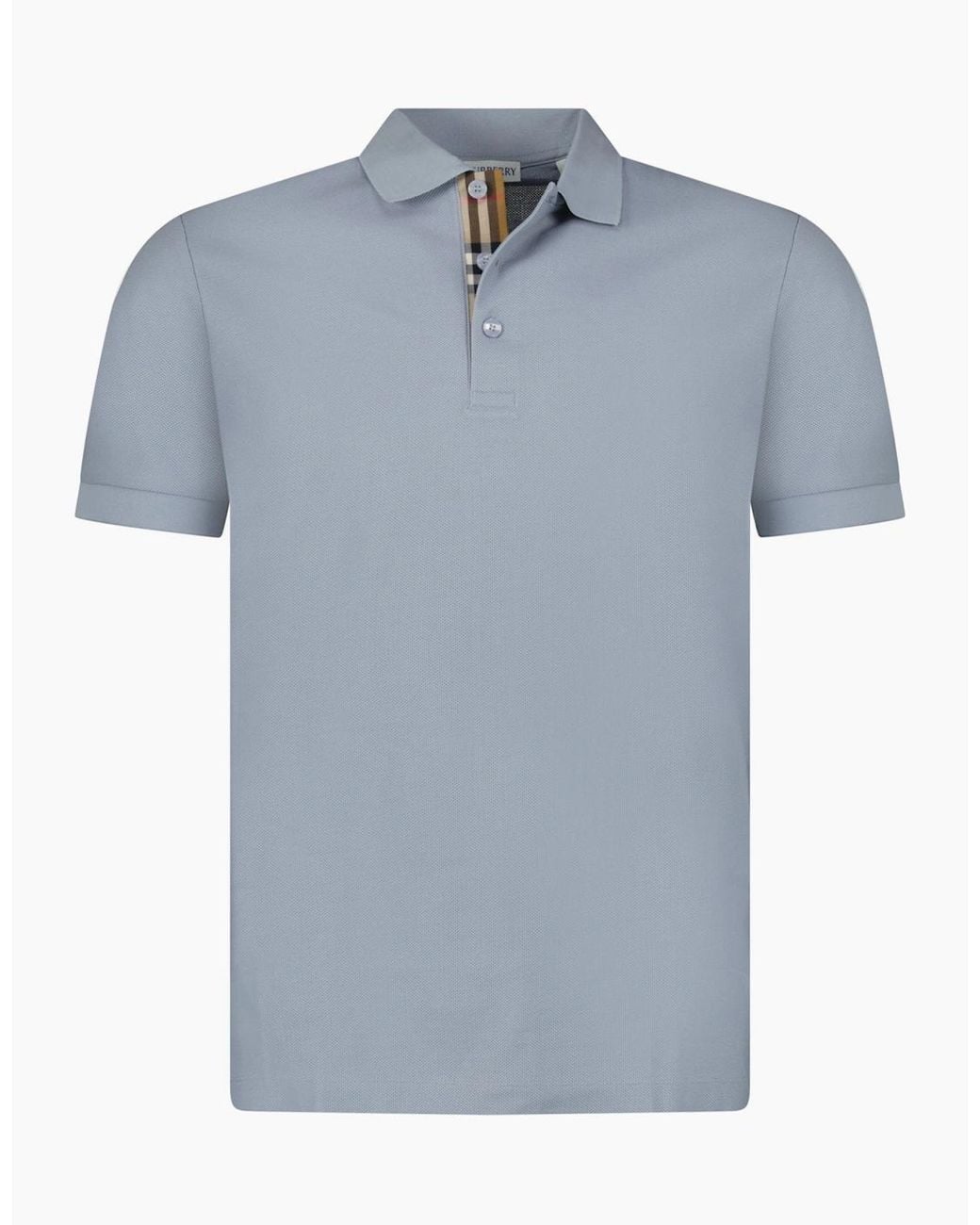 Burberry Blue 'Hartford' Check Placket Polo Gale for men