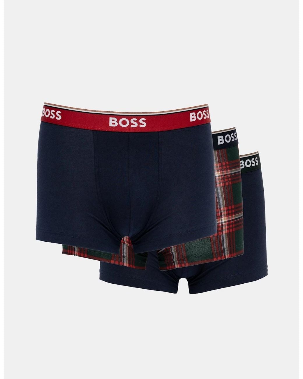 Boss Blue Boss Three-Pack Of Stretch-Cotton Trunks With Logo Waistbands for men
