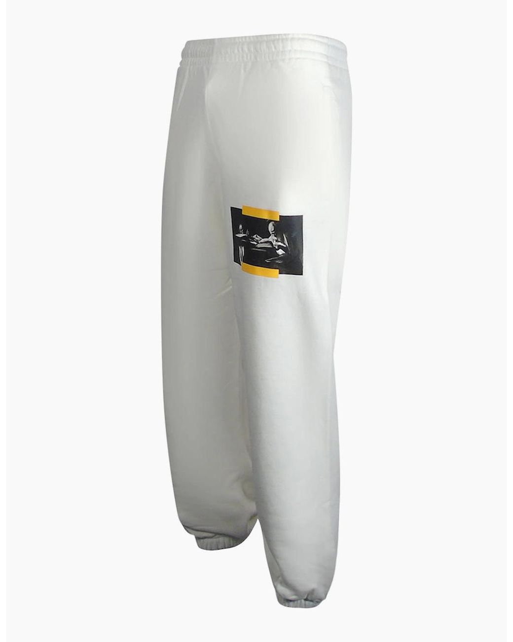 Off-White c/o Virgil Abloh White Caravaggio Painting Shorten Logo Sweatpants for men