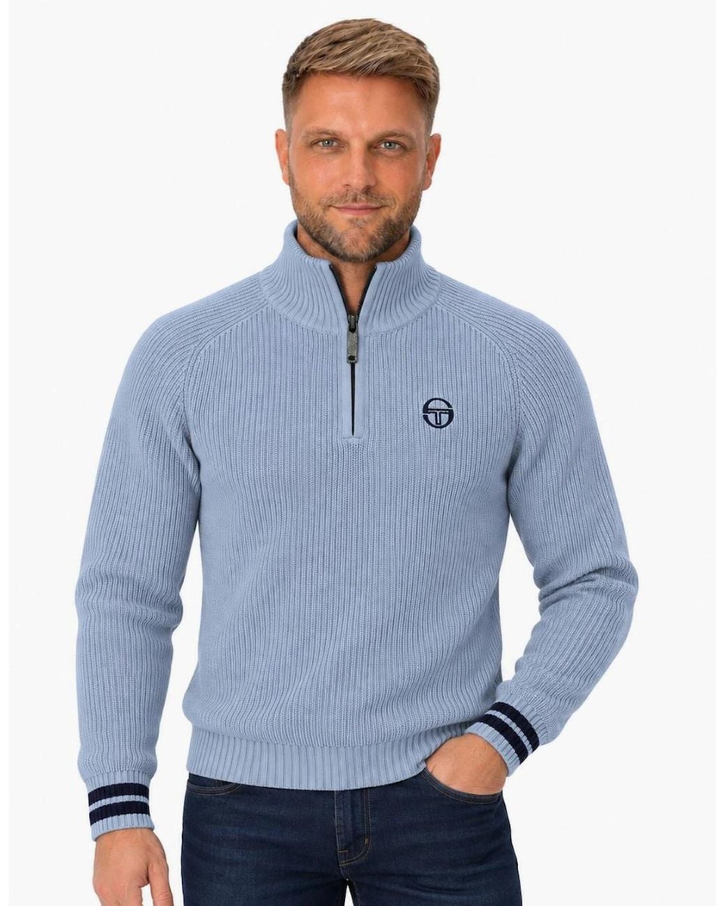 Sergio Tacchini Blue Toledo 1/4 Zip Knitted Jumper Country/Maritime for men
