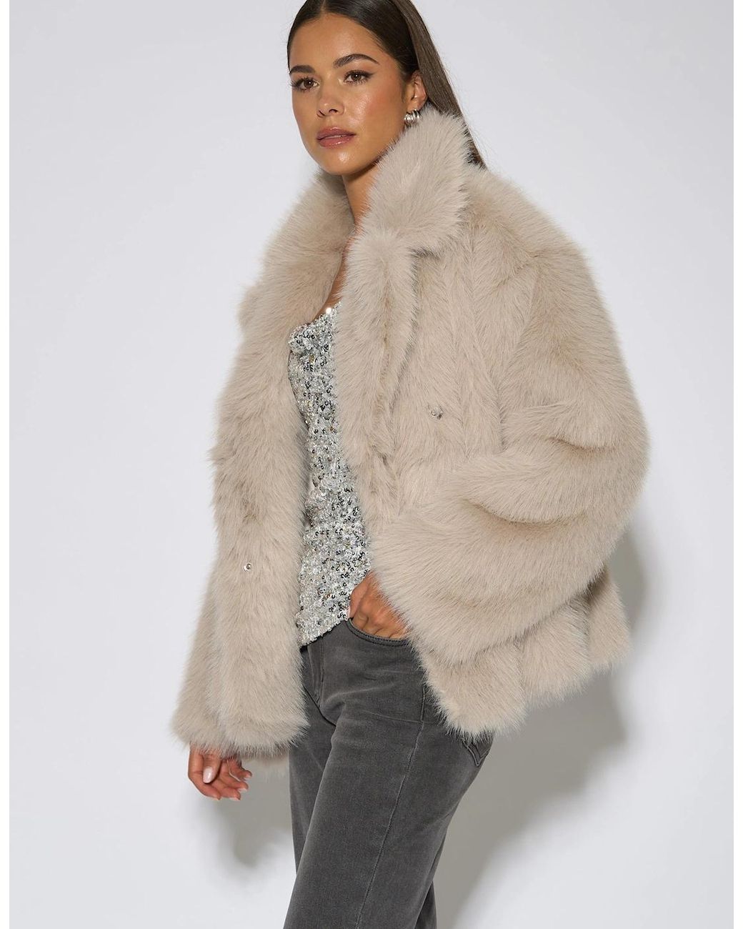 Gini London Natural Blonde Faux Fur Jacket